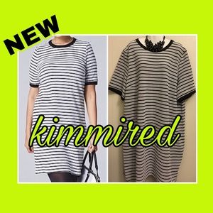 🆕Black/White Ribbed/Textured Shirt Dress  ~US 24~